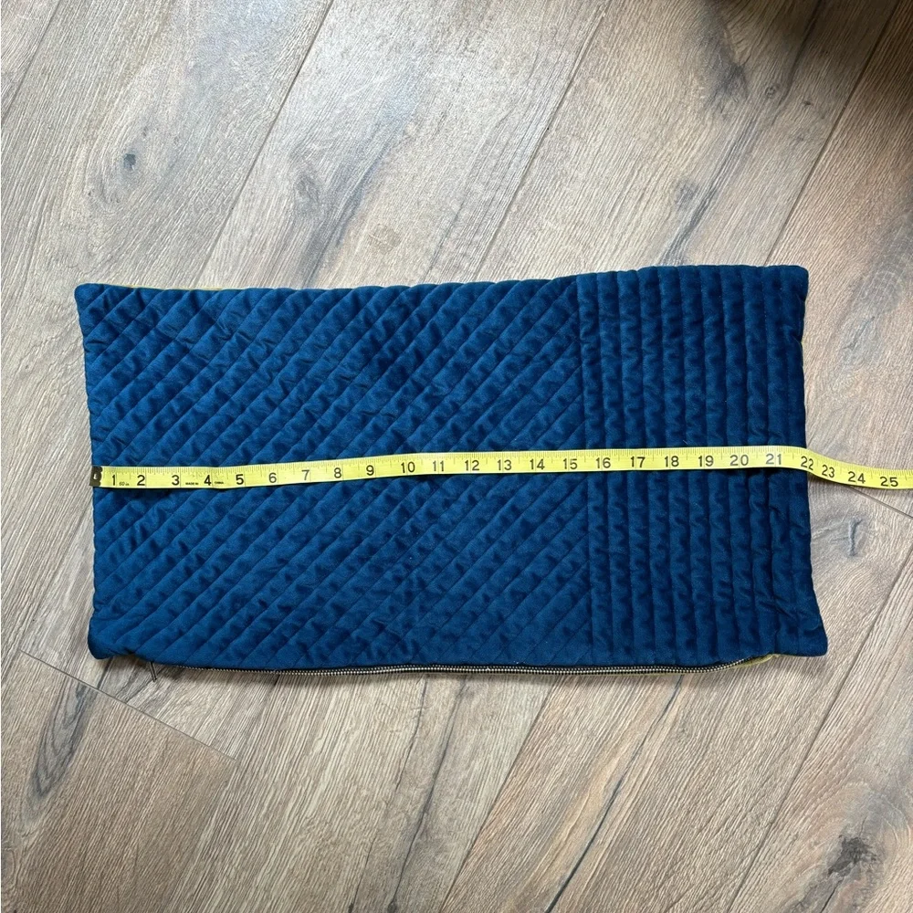 Quilted velvet navy green pillow sham rectangular 12x22 inch accent pillow